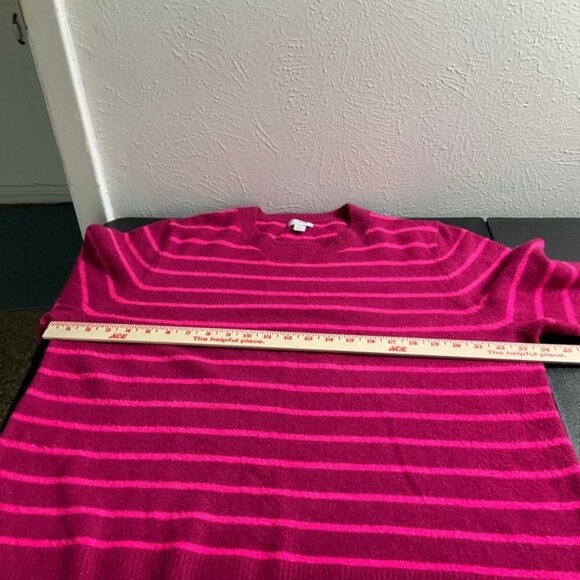 J. Crew Sweater Womens XXL Extra Soft Striped‎ Pink Magenta Wool Blend Crew Neck - Picture 10 of 13